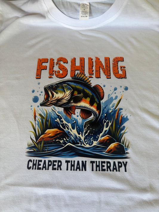 Fishing Cheaper Than Therapy Tshirt