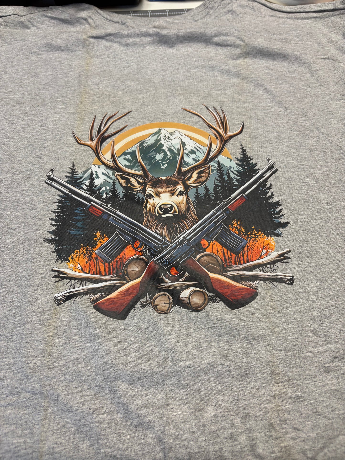 Graphic Deer and Rifle Tshirt