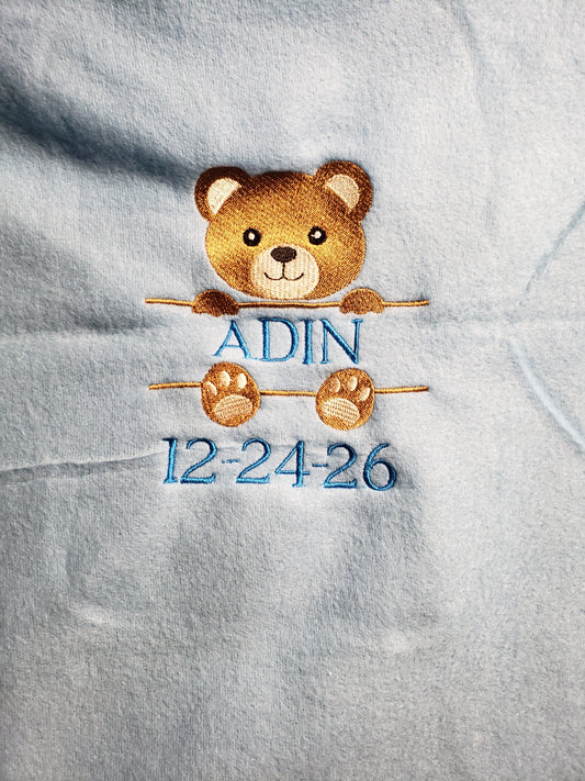 Personalized Embroidered Receiving Blanket